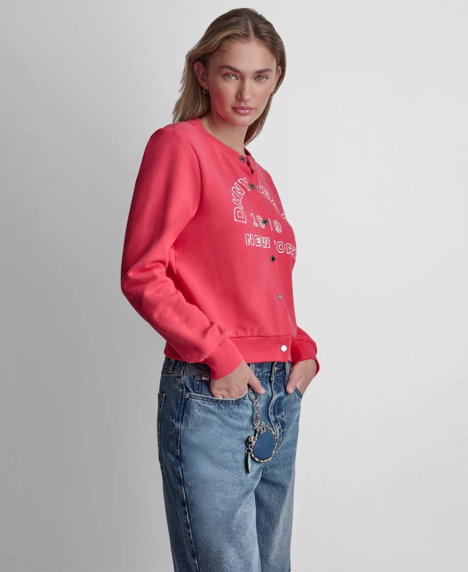 Women's Long-Sleeve Logo Button-Front Shrunken Jacket