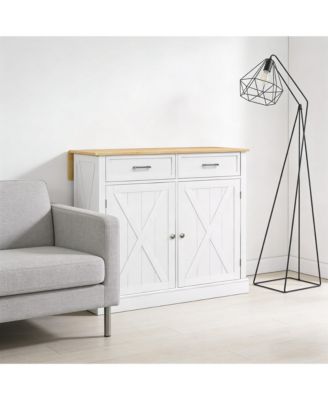 Farmhouse White Entryway Cabinet Kitchen Island with Storage Cabinets
