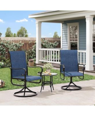 Set of 6 Swivel Rocking Patio Chairs, High Back Outdoor Deck Seating, All-Weather Textilene,  Coated Metal Frame