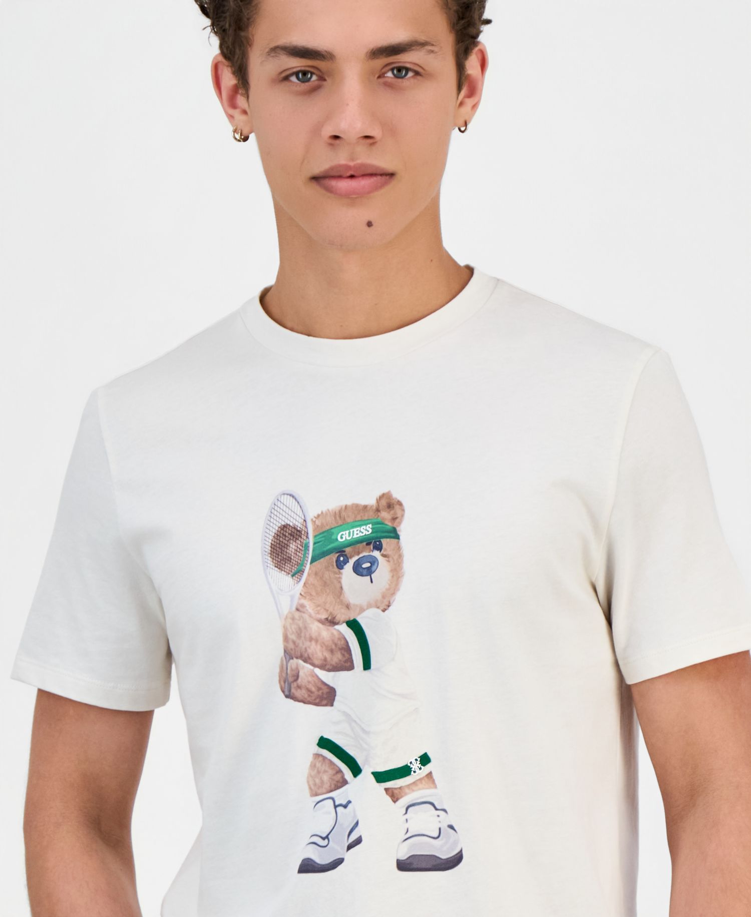 Men's Berry Tennis Bear Graphic T-Shirt