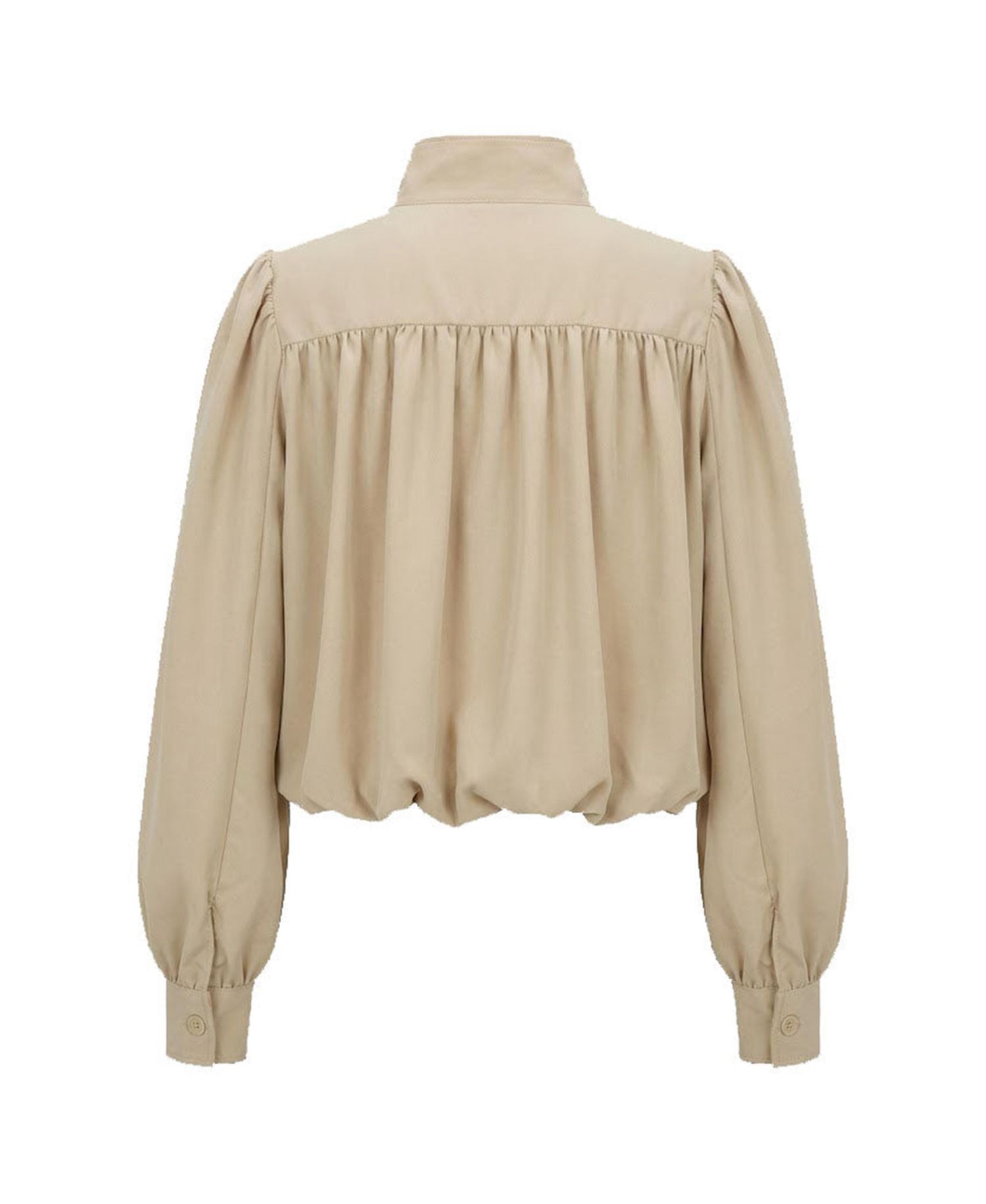 Women's Cropped Point Collar Puff Sleeve Jacket