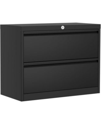 2-Drawer Lateral File Cabinet with Lock, Heavy-Duty Steel Office Storage for Letter/Legal/A4 Files, Black Home Office File Organizer