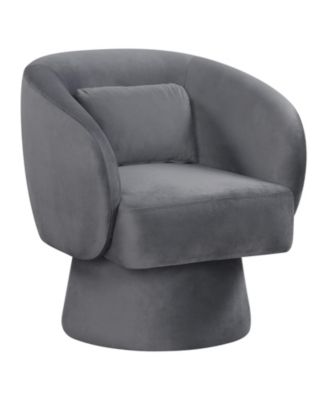 Modern Swivel Accent Chair Barrel Design with Curved Back and Lumbar Pillow Support