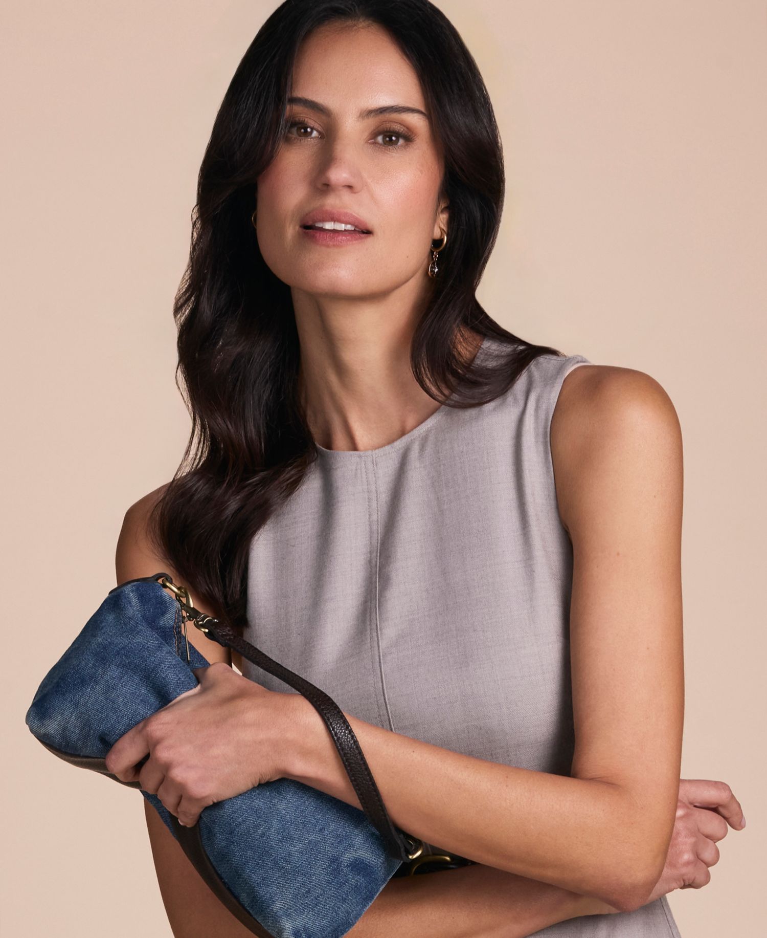 Kolena Medium Denim Hobo Crossbody Handbag