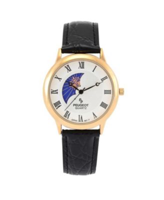 Men's 38mm Dial Sun-Moon Leather Strap watch