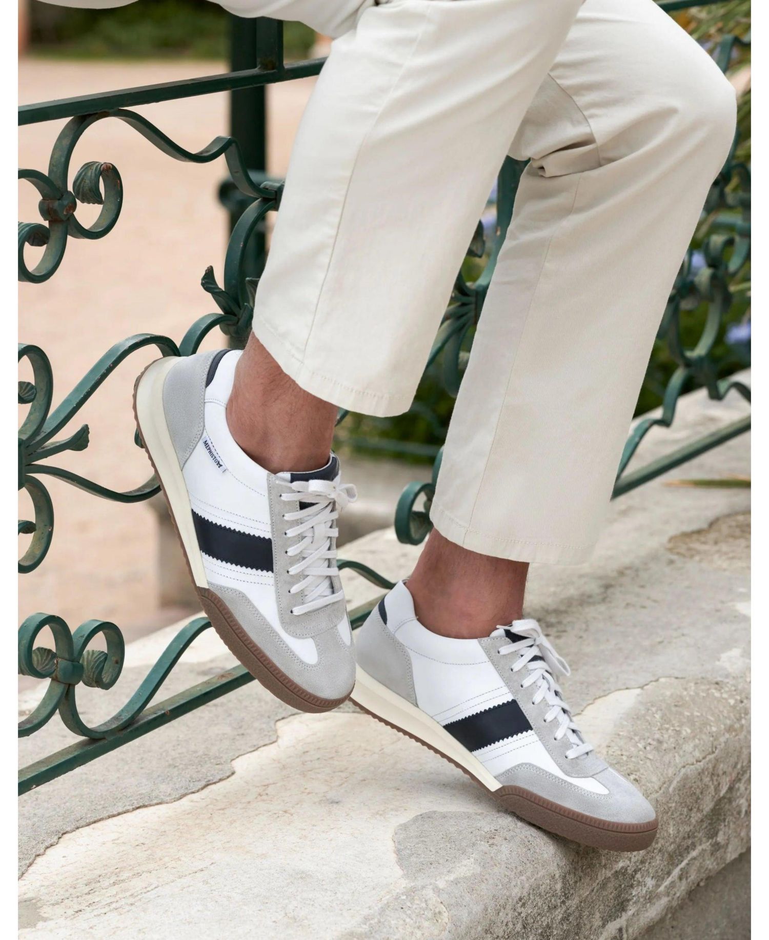 Men's Elyo Stone Suede and Leather Sneaker