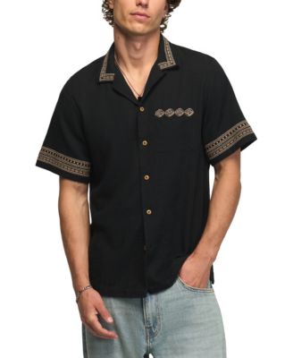 Men's Embroidered Detail Camp Collar Shirt