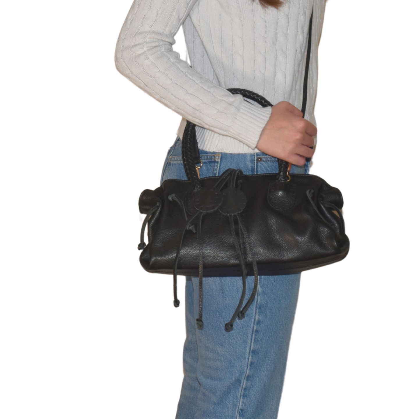 Женская сумка Carlos Falchi Mini Satchel Leather, цвет: Чёрный — фото 5