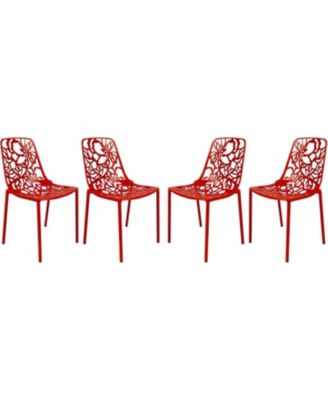 Devon Patio Dining Chair Set of 4 Aluminum Stackable Design Side Chair, Weather Resistant Metal Chair, UV Protected