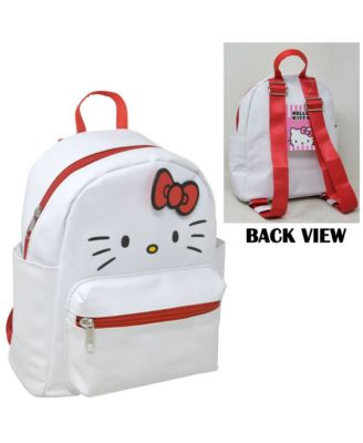 10" White Faux Leather Mini Backpack with small Front Pocket