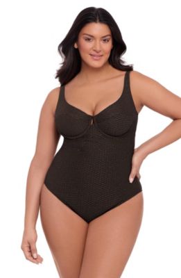 Women's Smoothing and Sculpting Grid Texture Underwire One-Piece Swimsuit