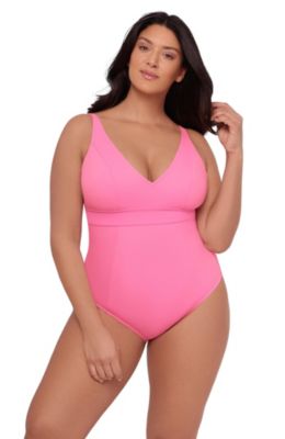 Women's Supportive and Sculpting Banded Plunge V-Neck One-Piece Swimsuit