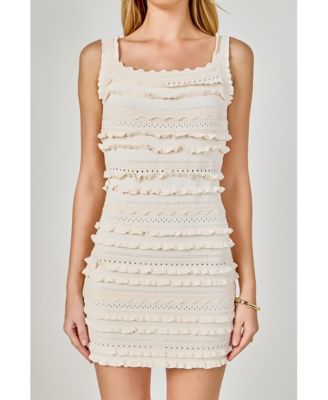 Women's Ruffled Detail Square Neck Mini Dress