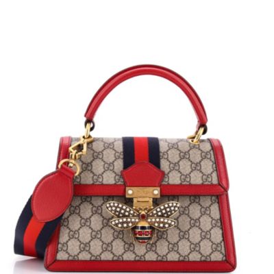 Small Queen Margaret Top Handle Bag GG Coated Canvas with Leather