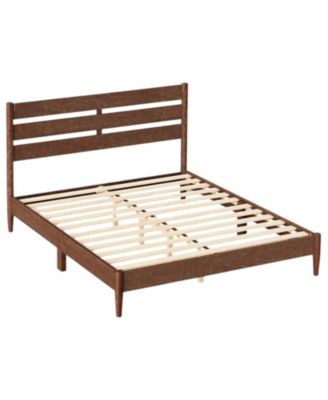 Full Size Bed Frame with LED Headboard Storage Shelf Ports