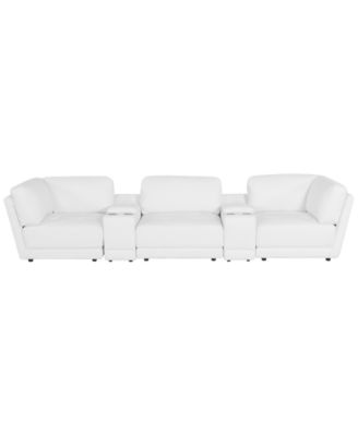 Versa 5-Piece Leather Sofa with 2 Consoles