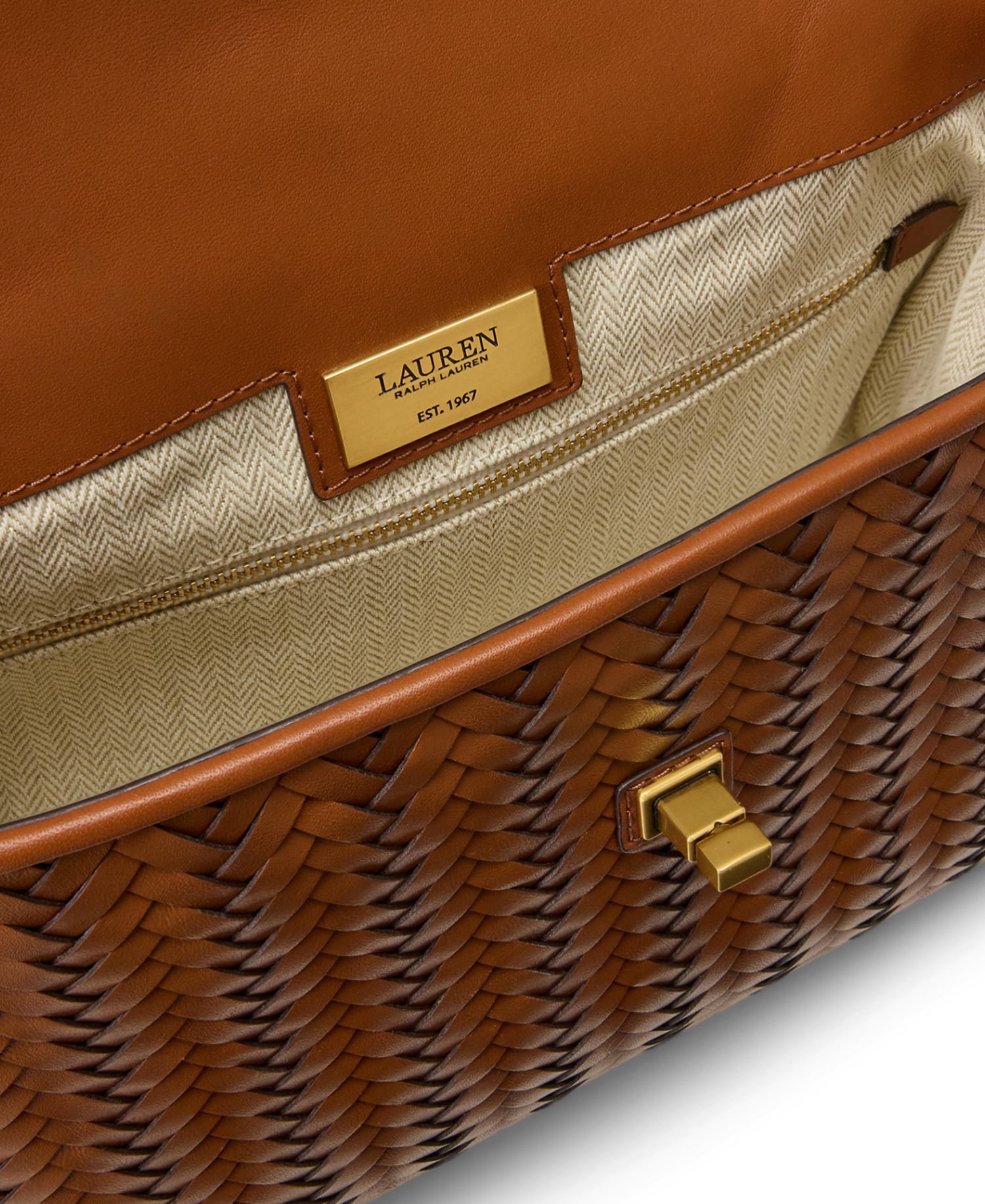 Farrah Woven Leather Small Satchel Handbag