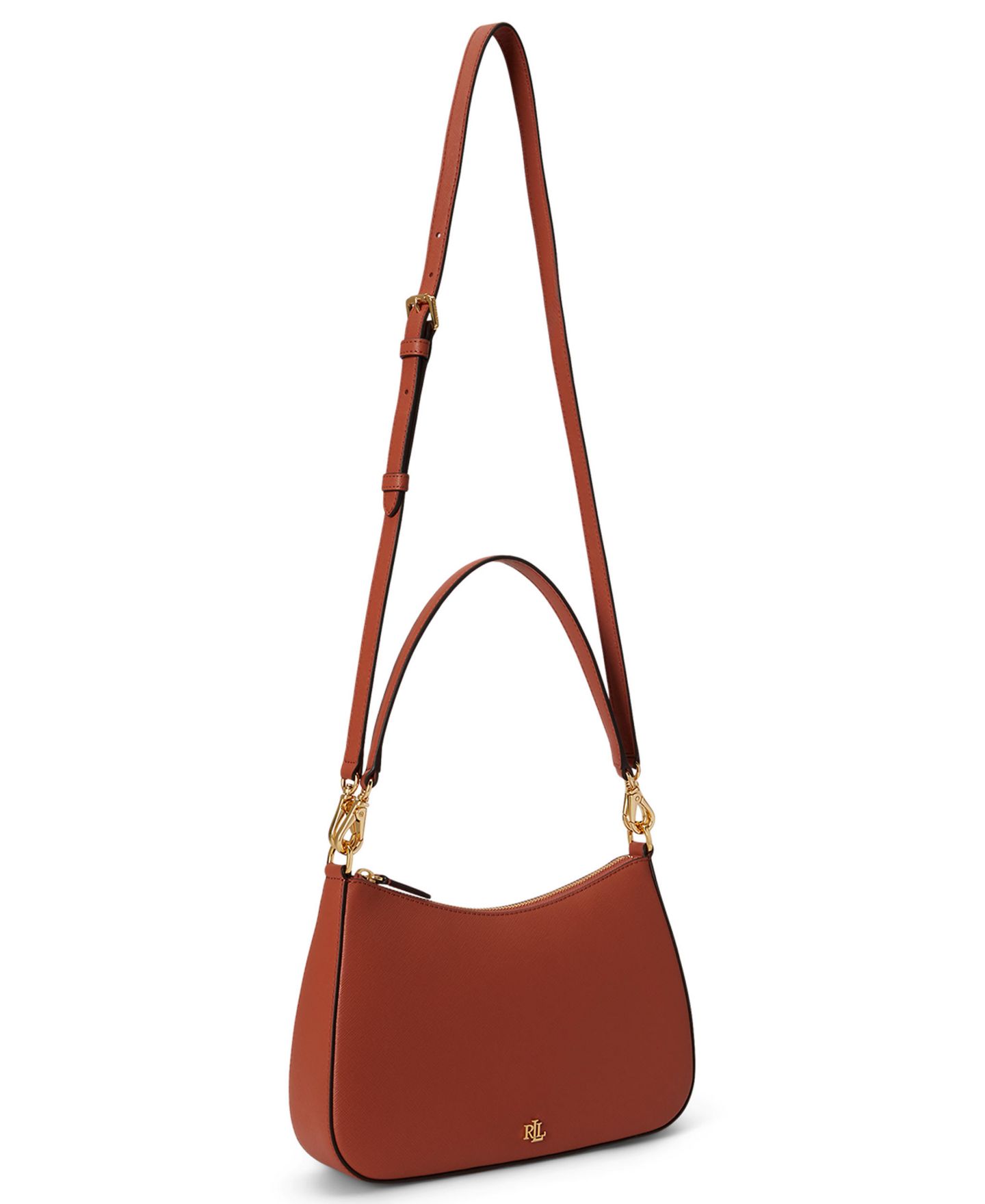 Женская сумка Lauren Ralph Lauren Danni Crosshatch Small Leather Slim Shoulder, цвет: Красный терракотовый — фото 5