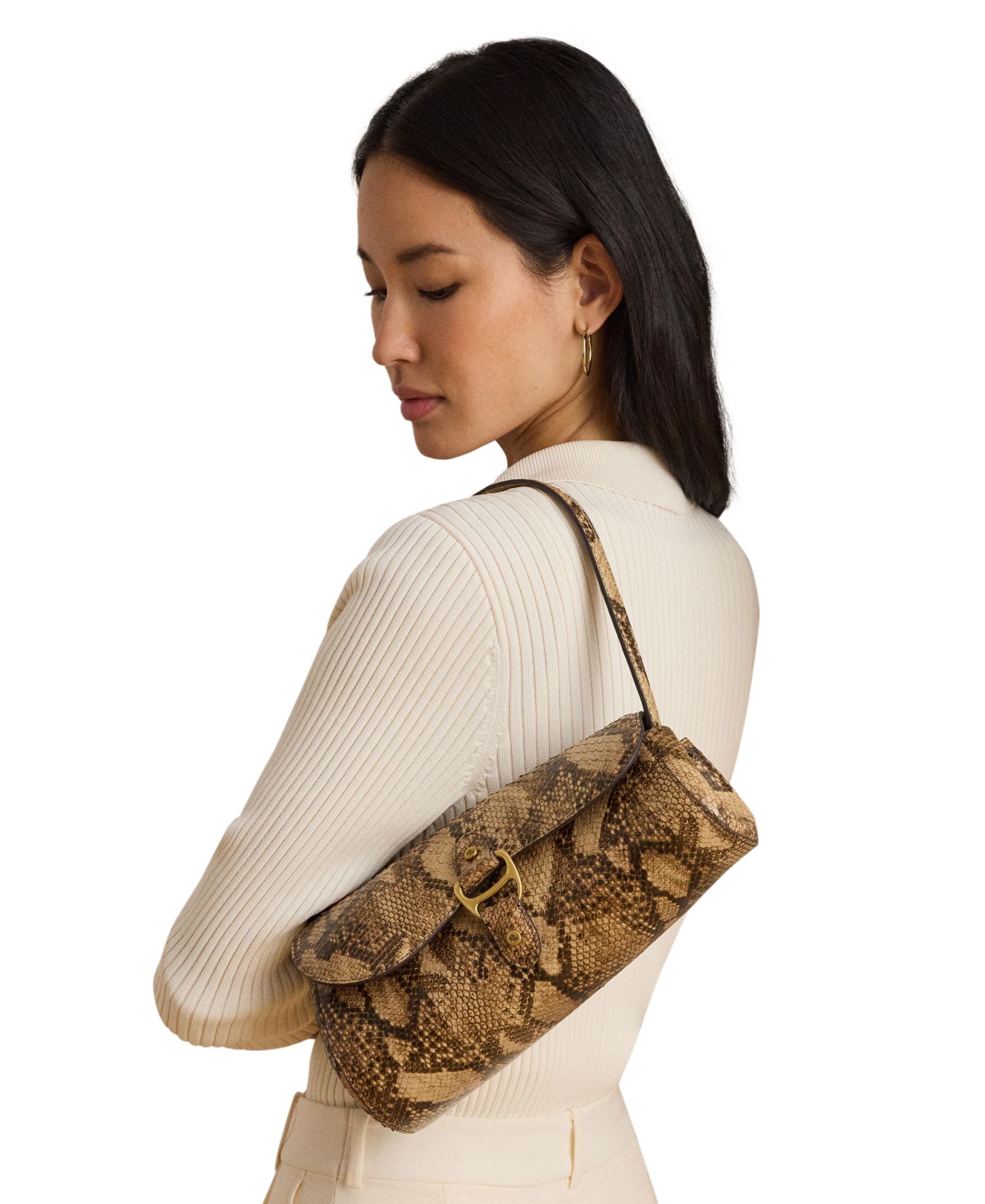 Tasha Embossed Leather East-West Small Shoulder Bag