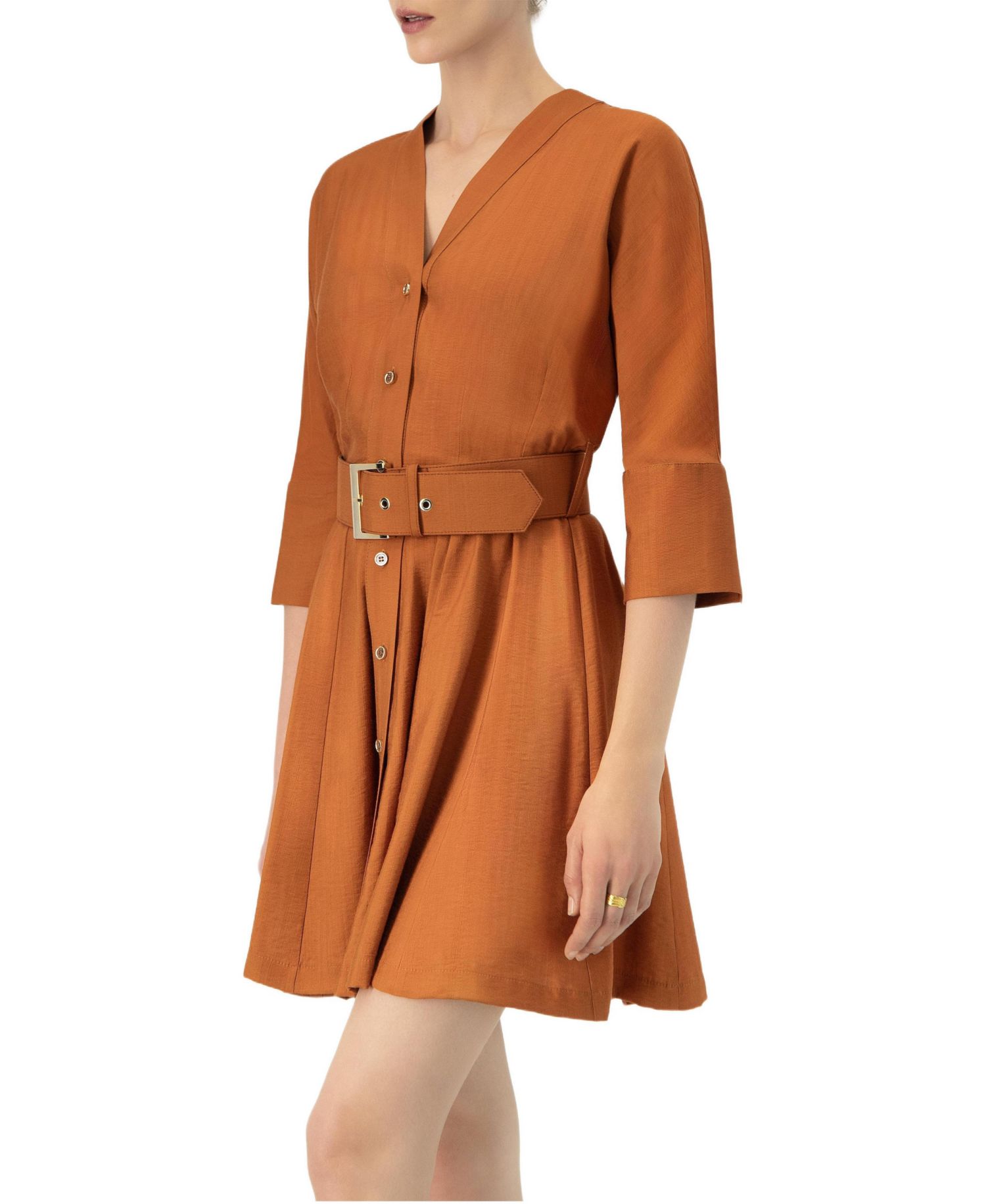Women's Dolman Sleeve Solid Dress with Belt