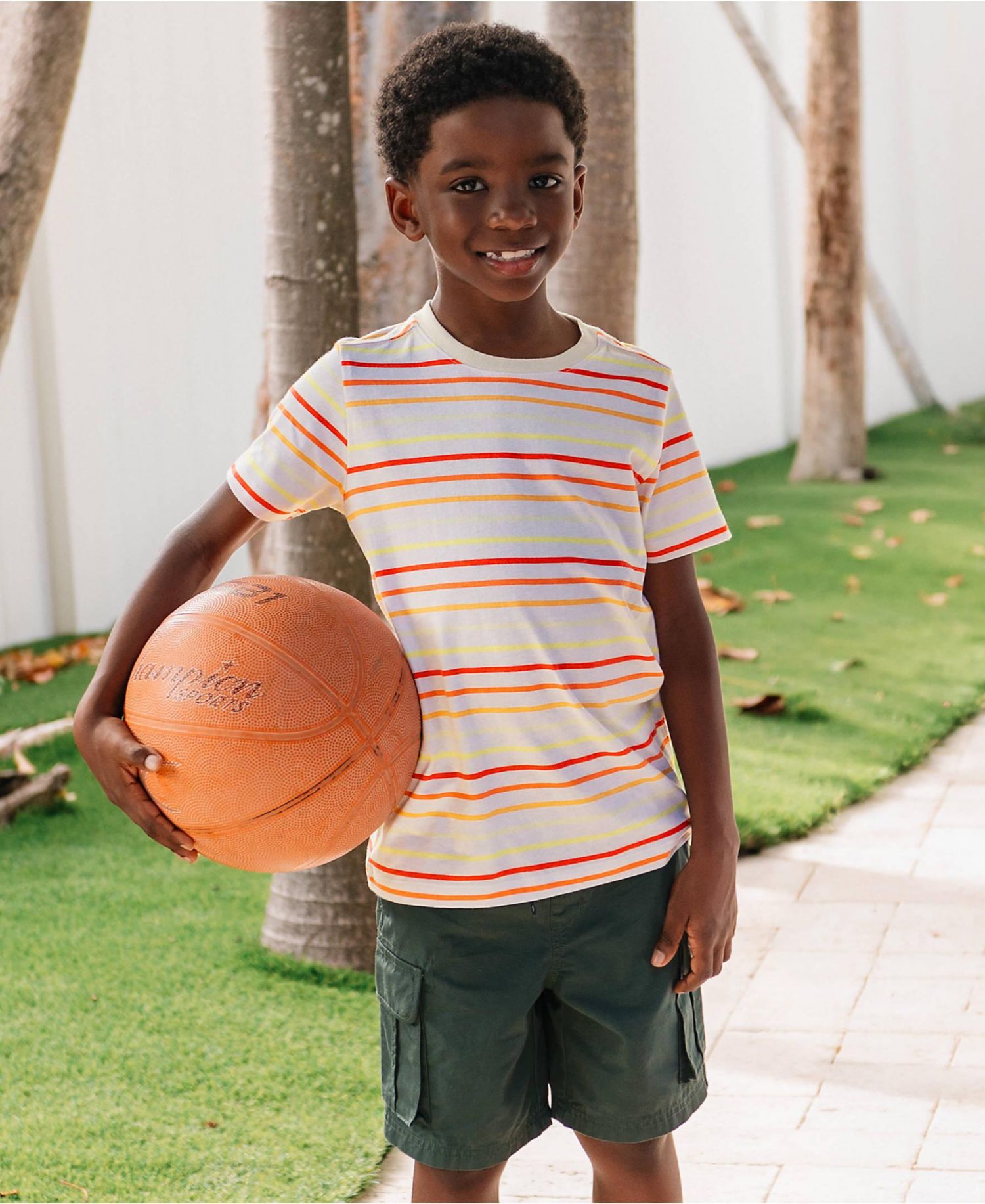 Little And Big Boys Short Sleeve Stripe Crewneck T-Shirt