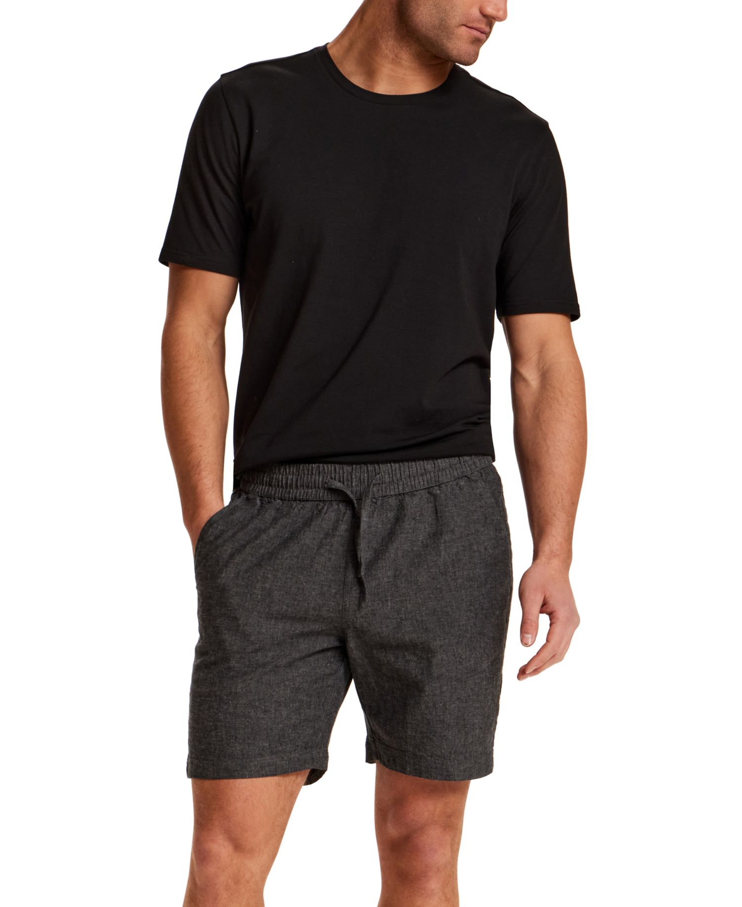 Men's Chambray Drawstring Stripe Shorts