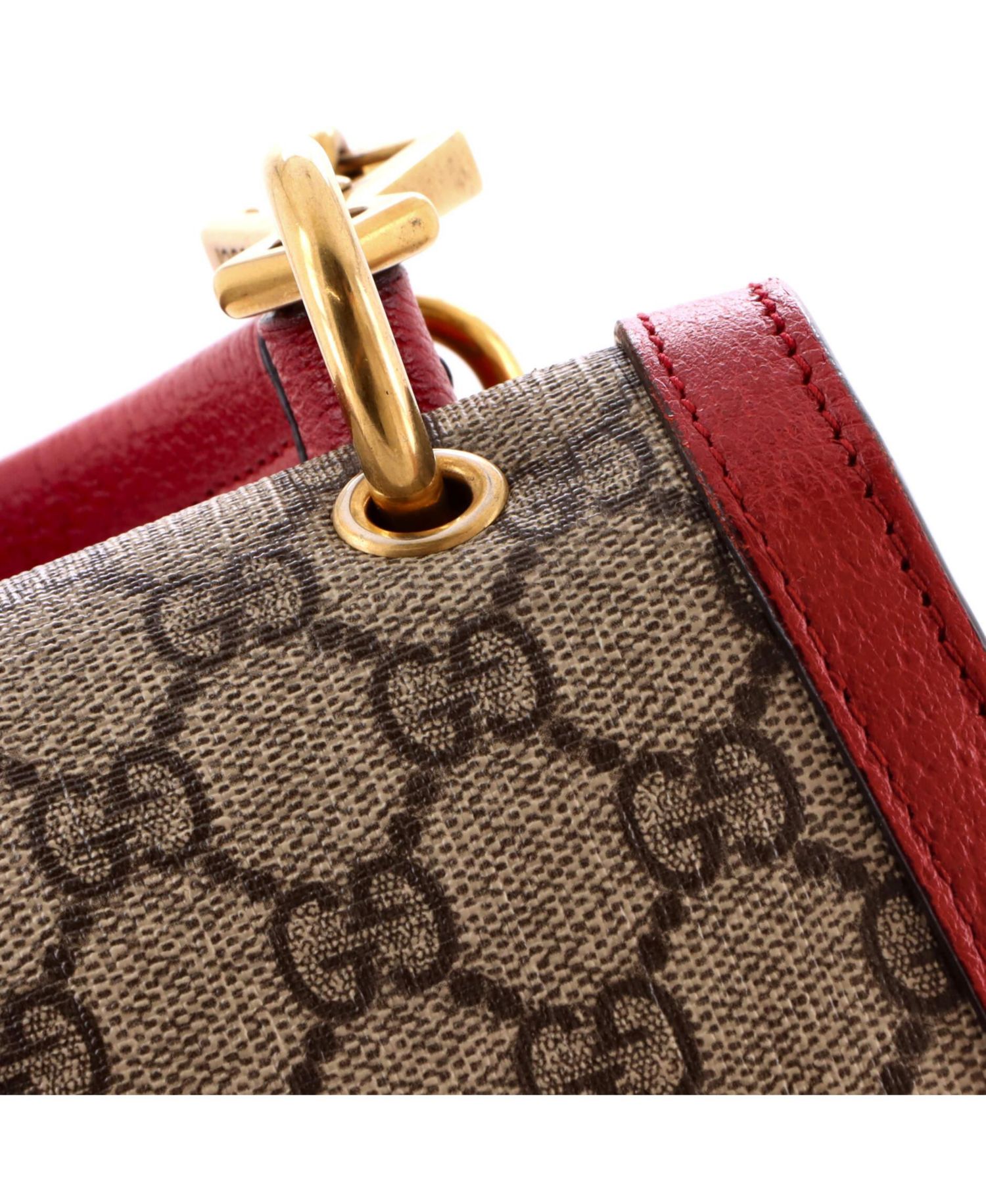 Small Queen Margaret Top Handle Bag GG Coated Canvas with Leather