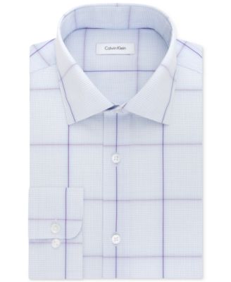 Calvin Klein - Men's Classic-Fit Non-Iron Performance Windowpane Dress Shirt