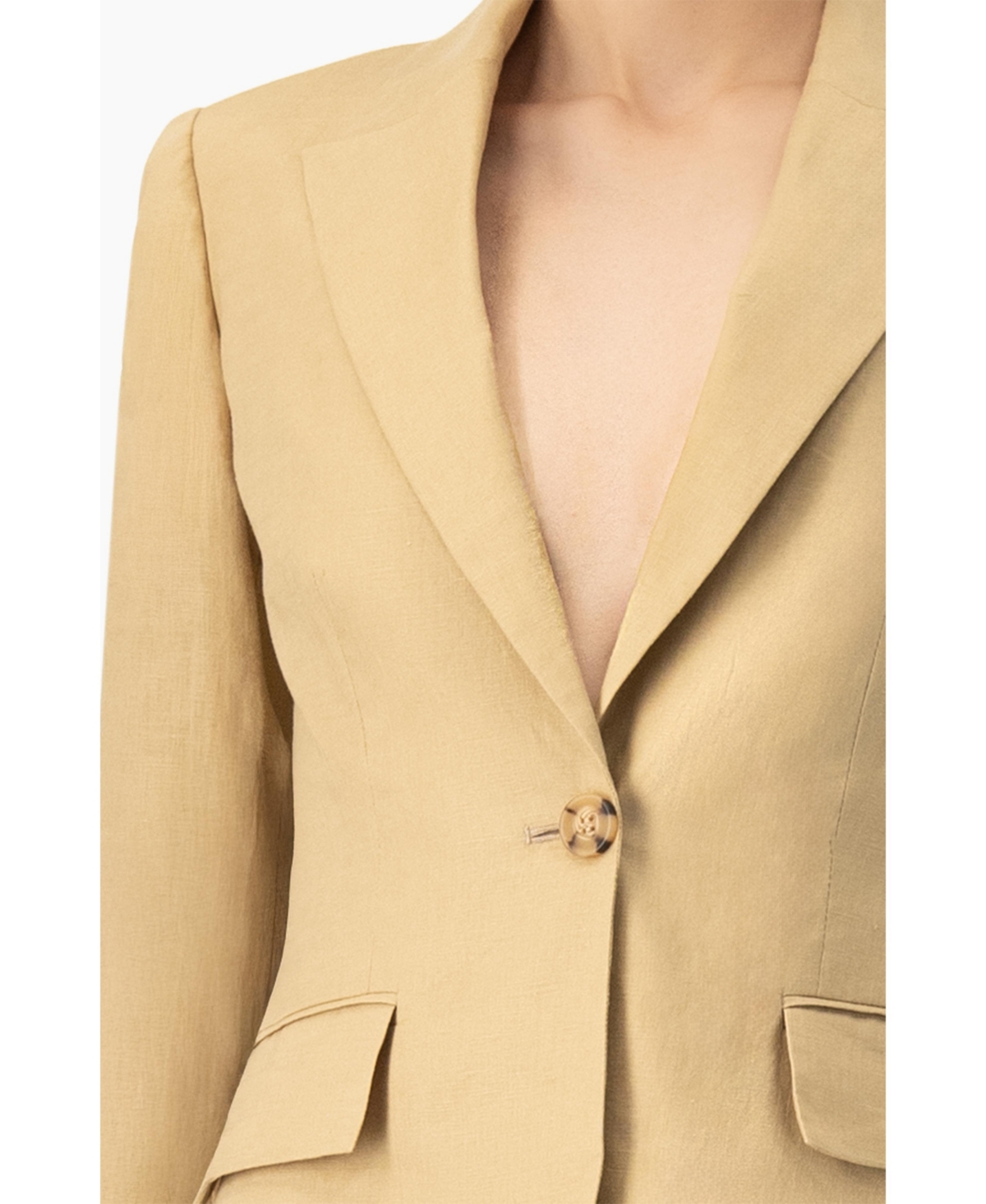 Ivonne Women's Single-Button Tailored Linen Blazer
