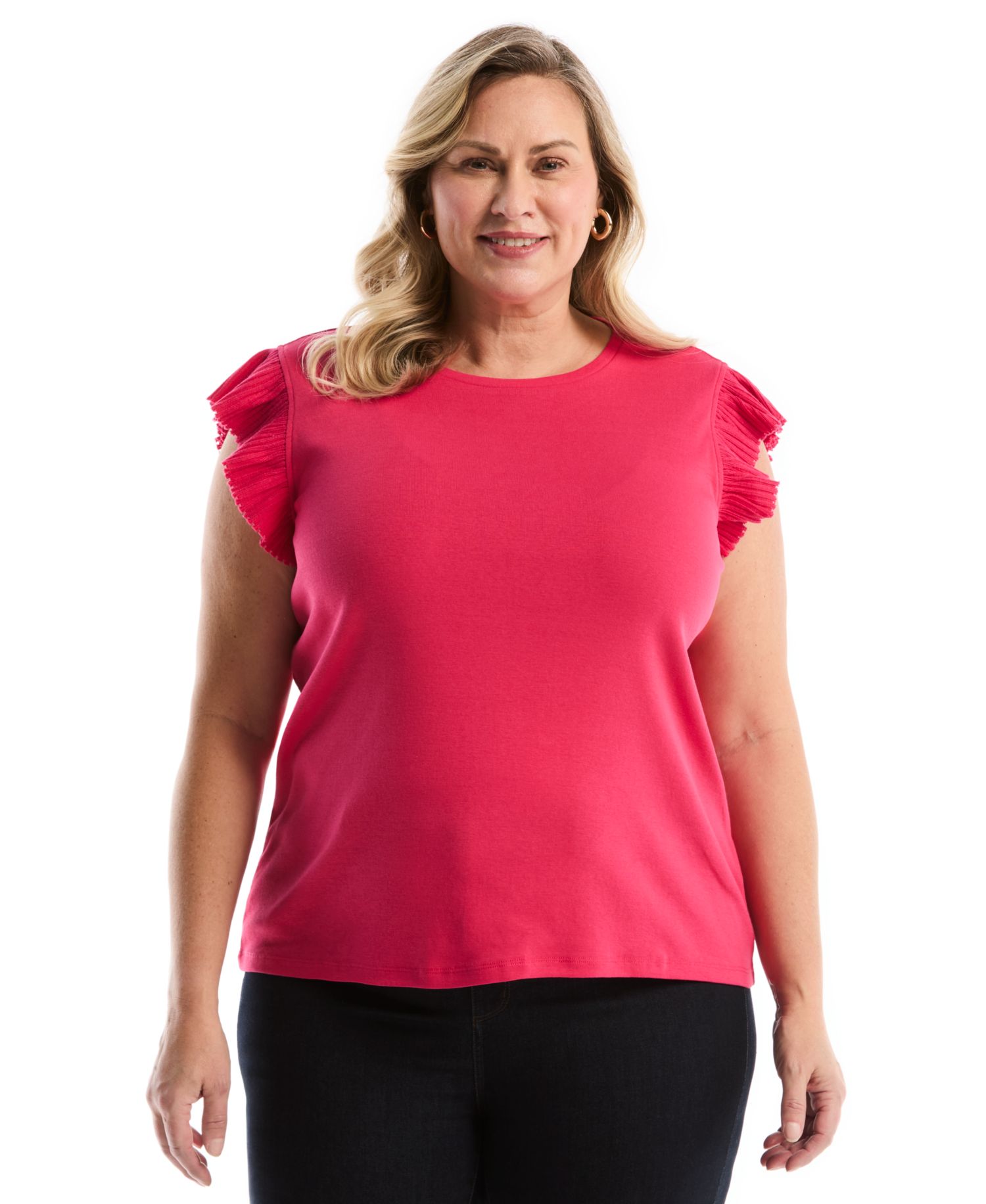 Plus Size Ruffle Cap-Sleeve Top