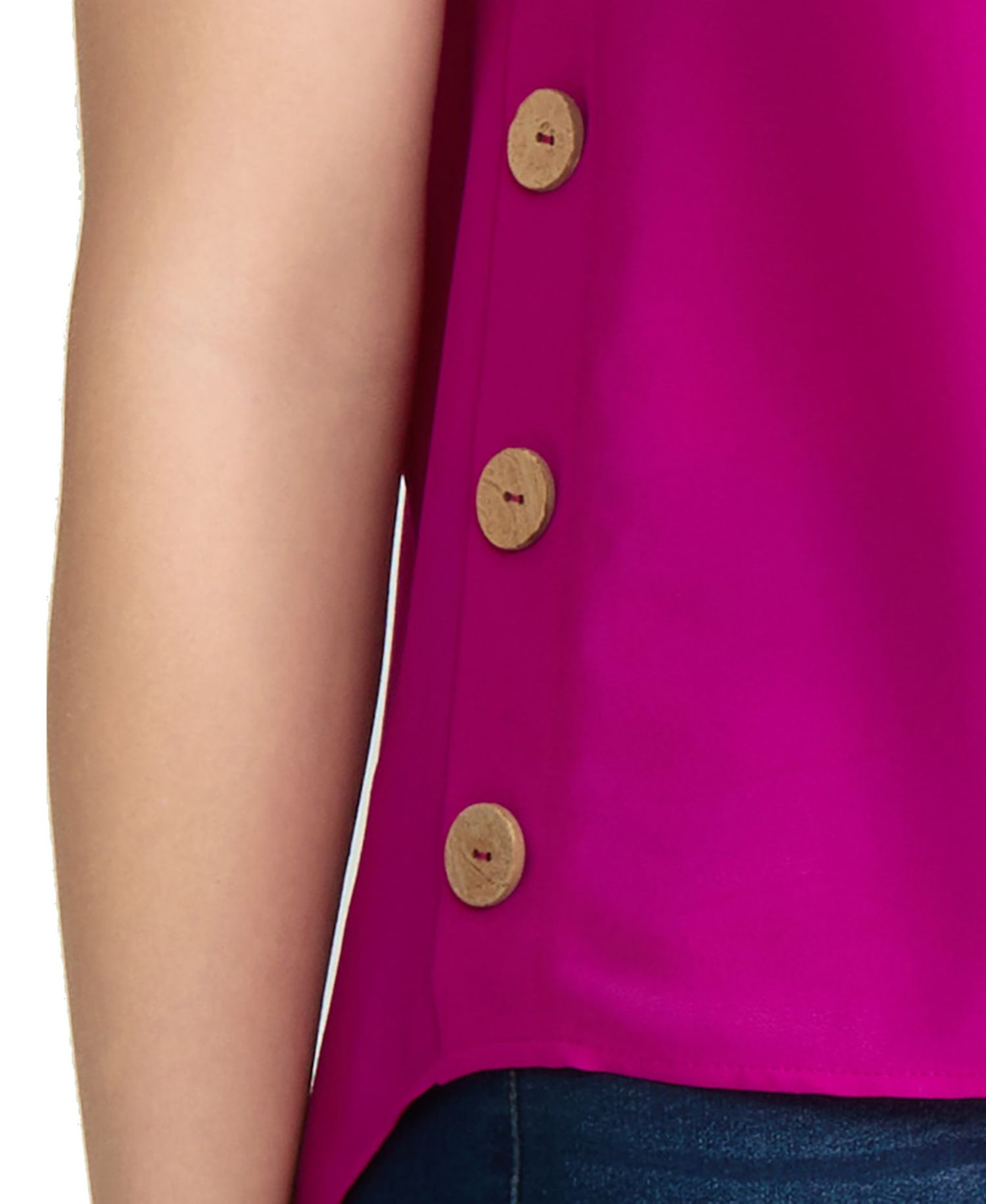 Petite Short-Sleeve Button Detail Blouse