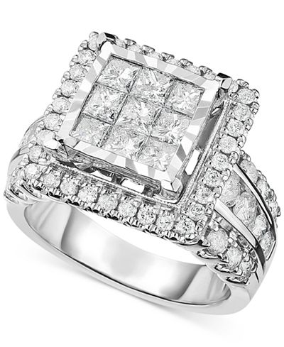 Diamond Square Cluster Engagement Ring (2-1/2 ct. t.w.) in 14k White ...