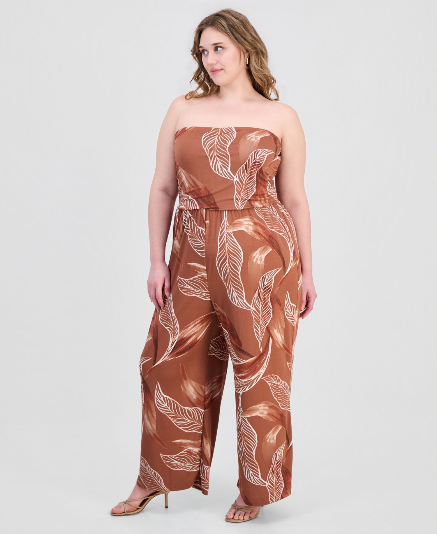 Trendy Plus Size Strapless Ruched Jumpsuit