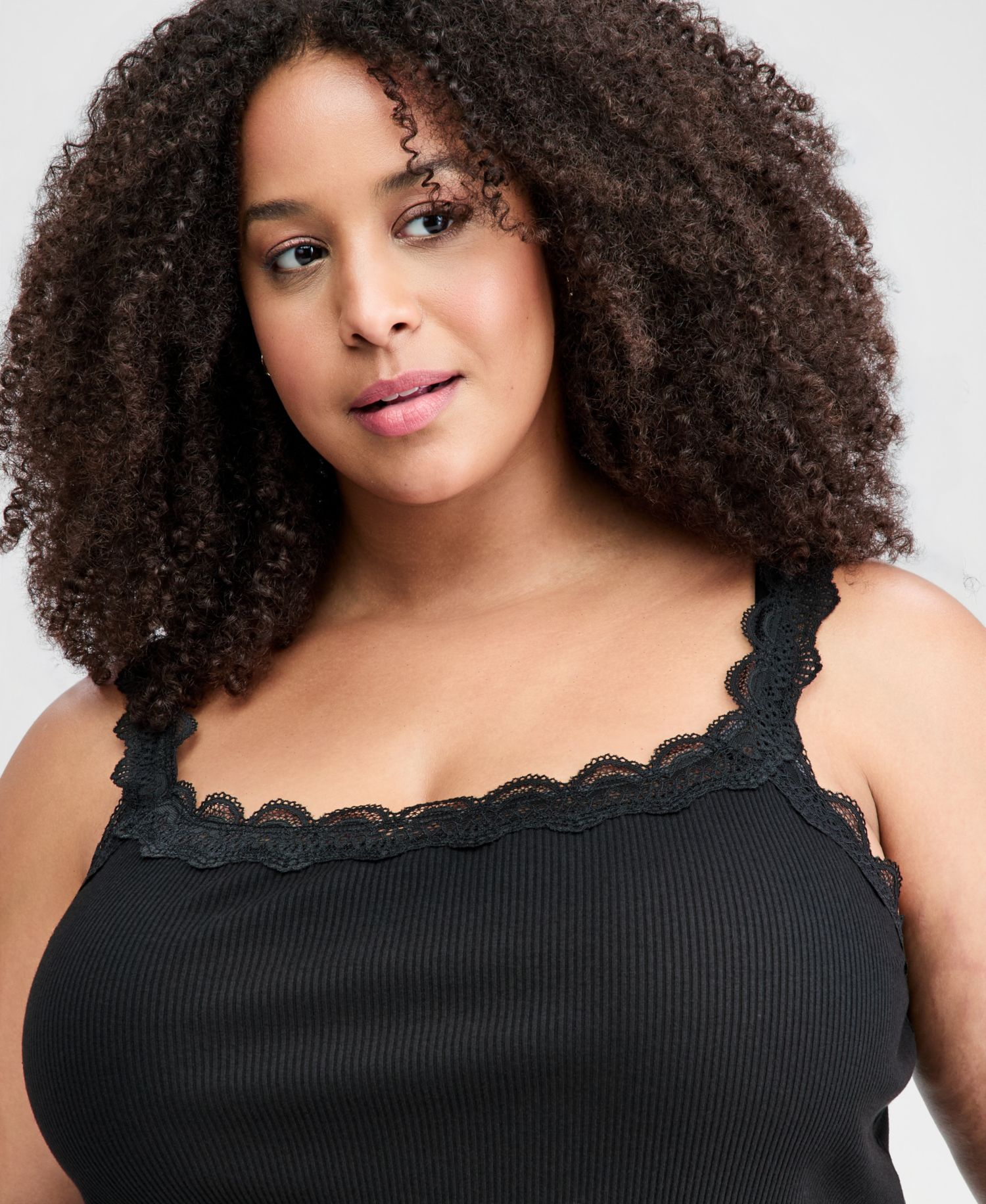 Plus Size Lace-Trim Ribbed Tank
