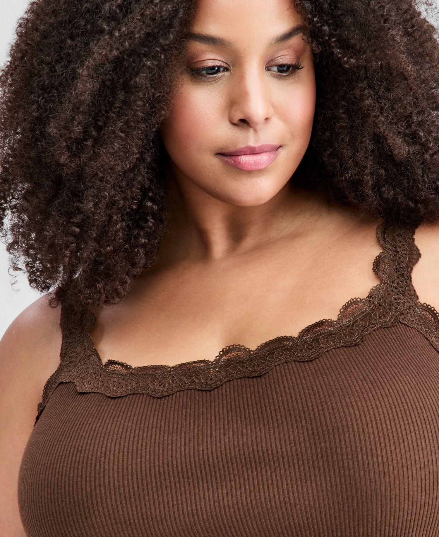 Plus Size Lace-Trim Ribbed Tank