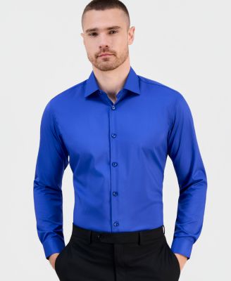 Men's Slim-Fit Solid Four-Way Stretch Dress Shirt 