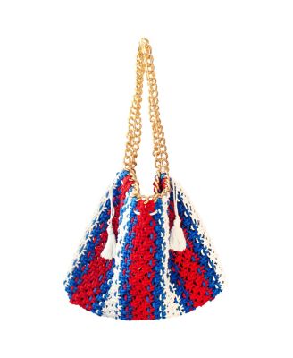 St. Tropez Colette Macrame Beach Bag In Red, White & Blue