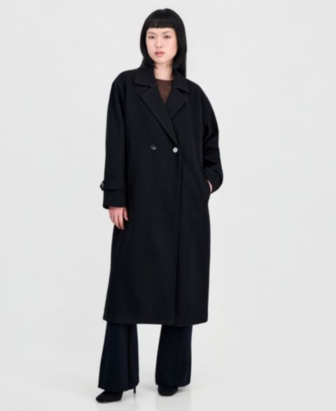 Женское пальто Jou Jou Double-Breasted Patch-Pocket Maxi, цвет: Чёрный