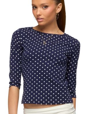 Women's Lela Polka Dot Quarter Sleeve Top