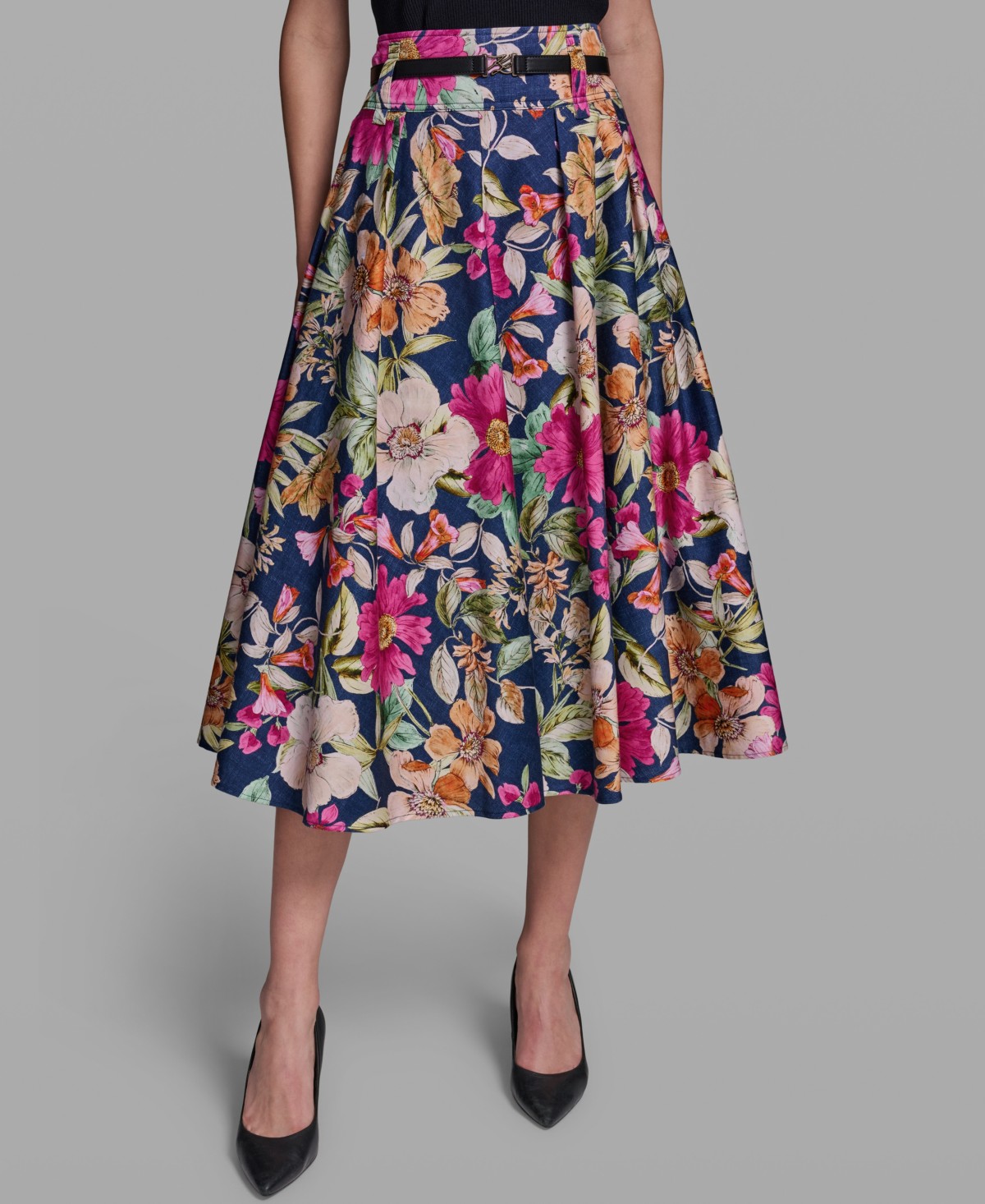 Женские юбки KARL LAGERFELD PARIS Women's Printed Belted Midi Skirt — фото 1