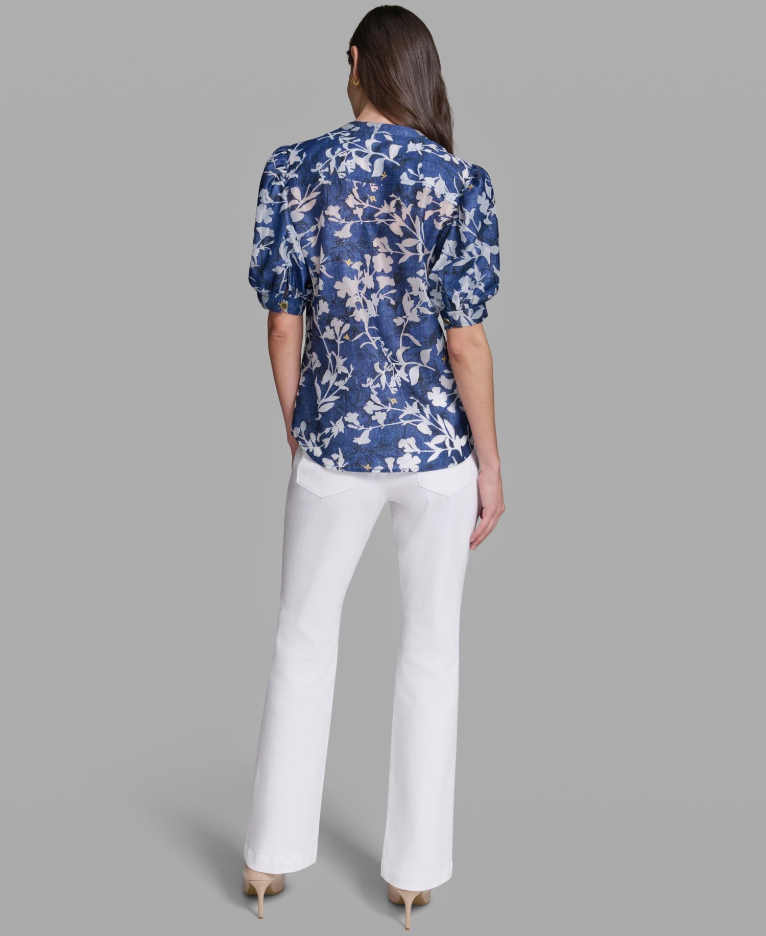 Women's Short-Sleeve Burnout Woven Top