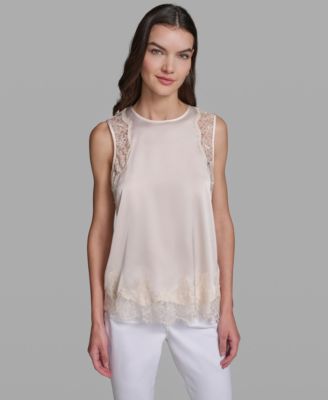 Women's Sleeveless Lace Trim Cami Top