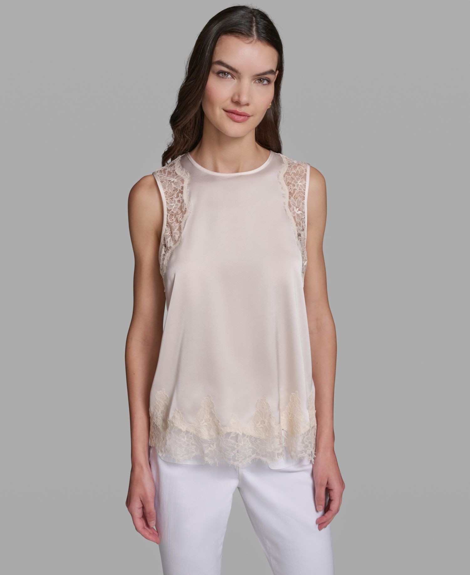 Women's Sleeveless Lace Trim Cami Top