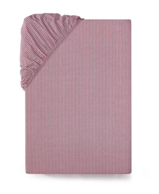 Highland Ticking 300-Thread Count Stripe Cotton Percale Fitted Sheet, Queen