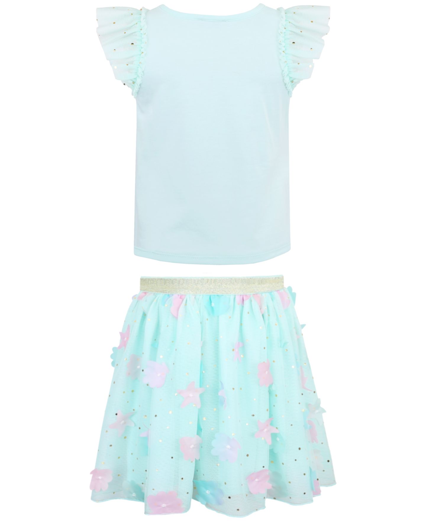 Детский комплект Pink & Violet из 3 предметов: топ, юбка и ободок, 2T-6X, цвет: Светлый пастельный зелёный — фото 3
