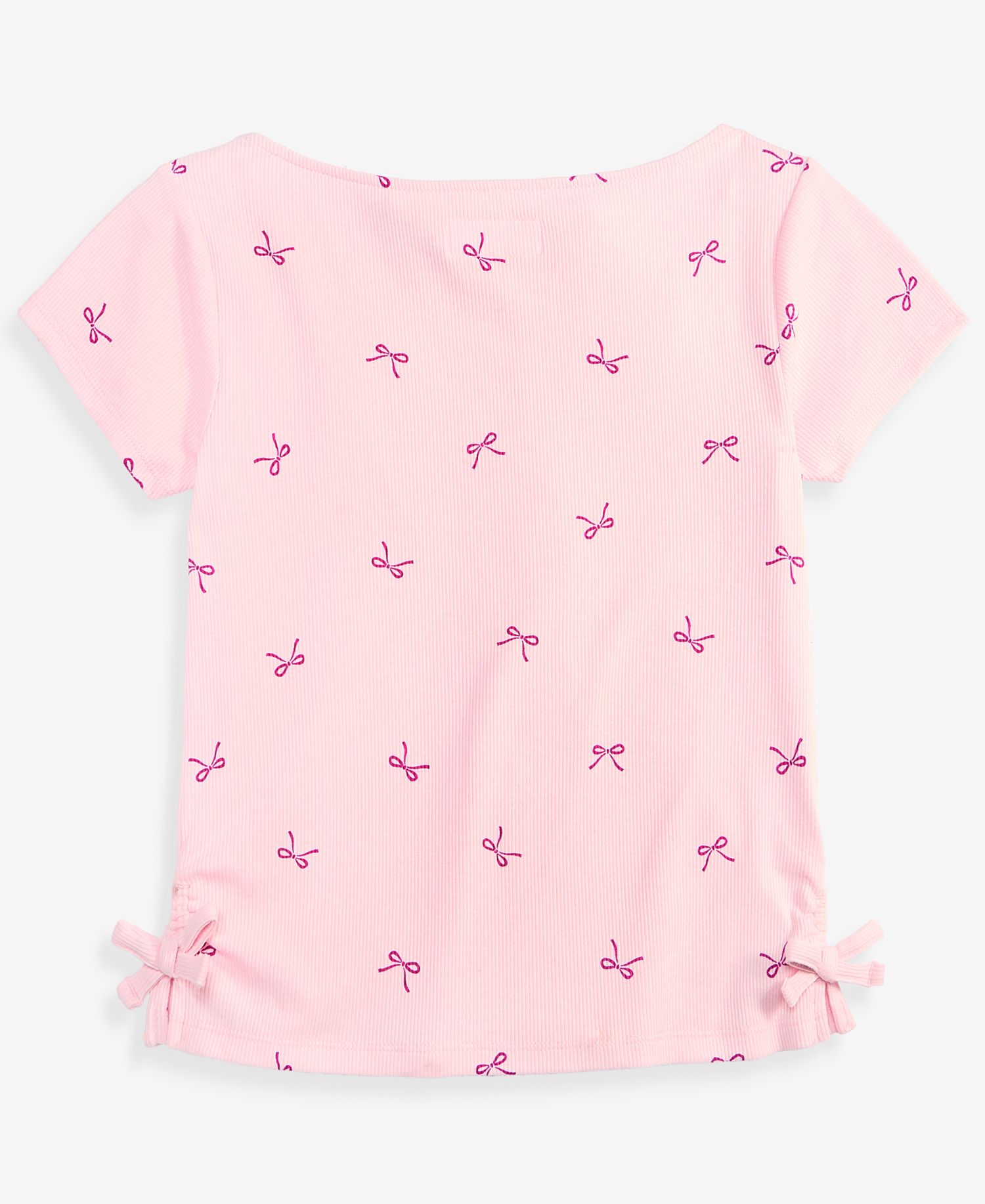 Girls' 5-20 Bows-Print Ribbed T-Shirt