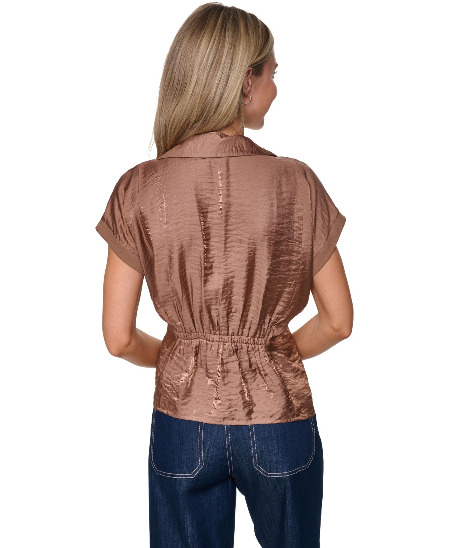 Women's Short-Sleeve Pleated Shirt