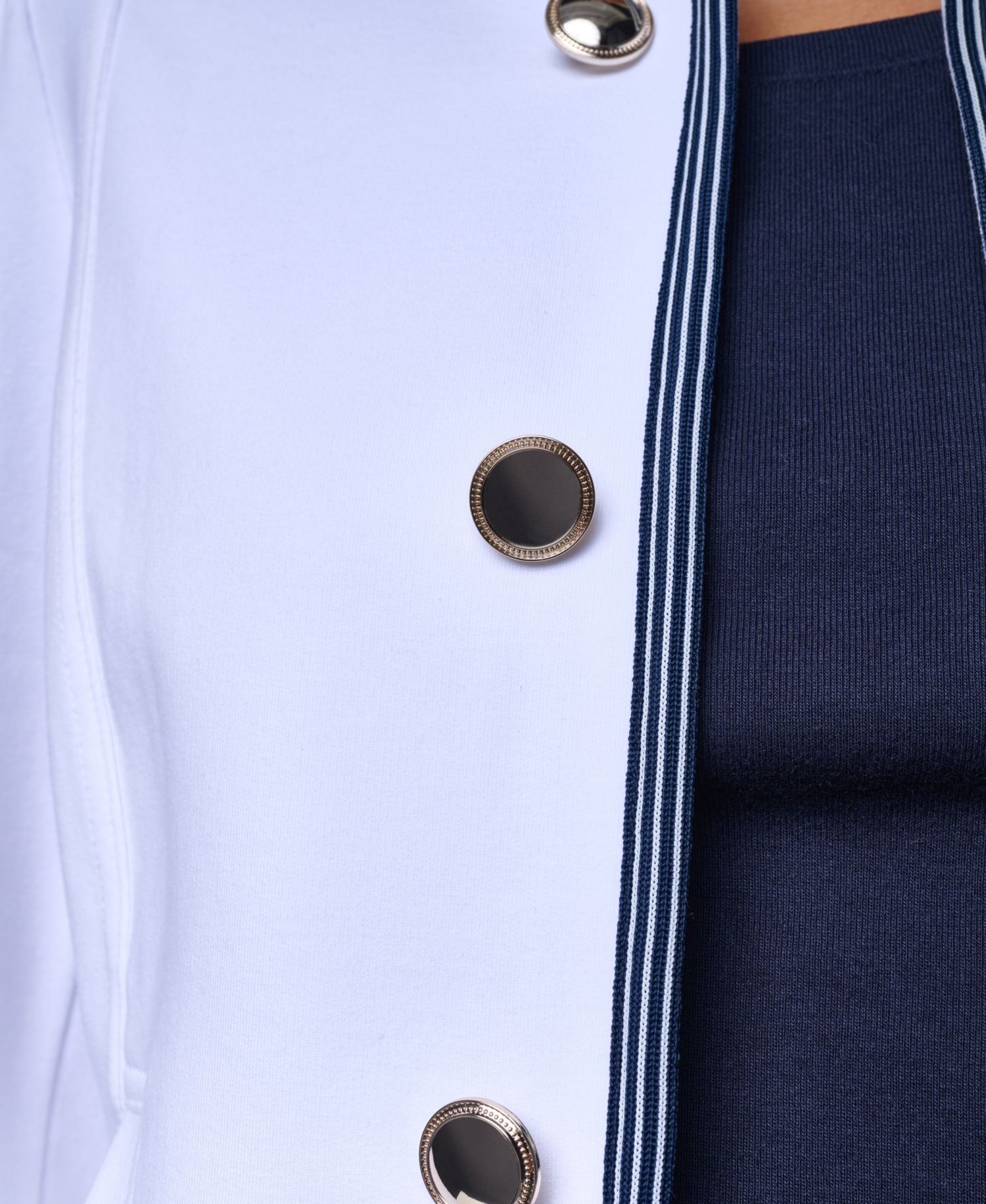 Women's Cotton-Blend Band Collar Captain Jacket