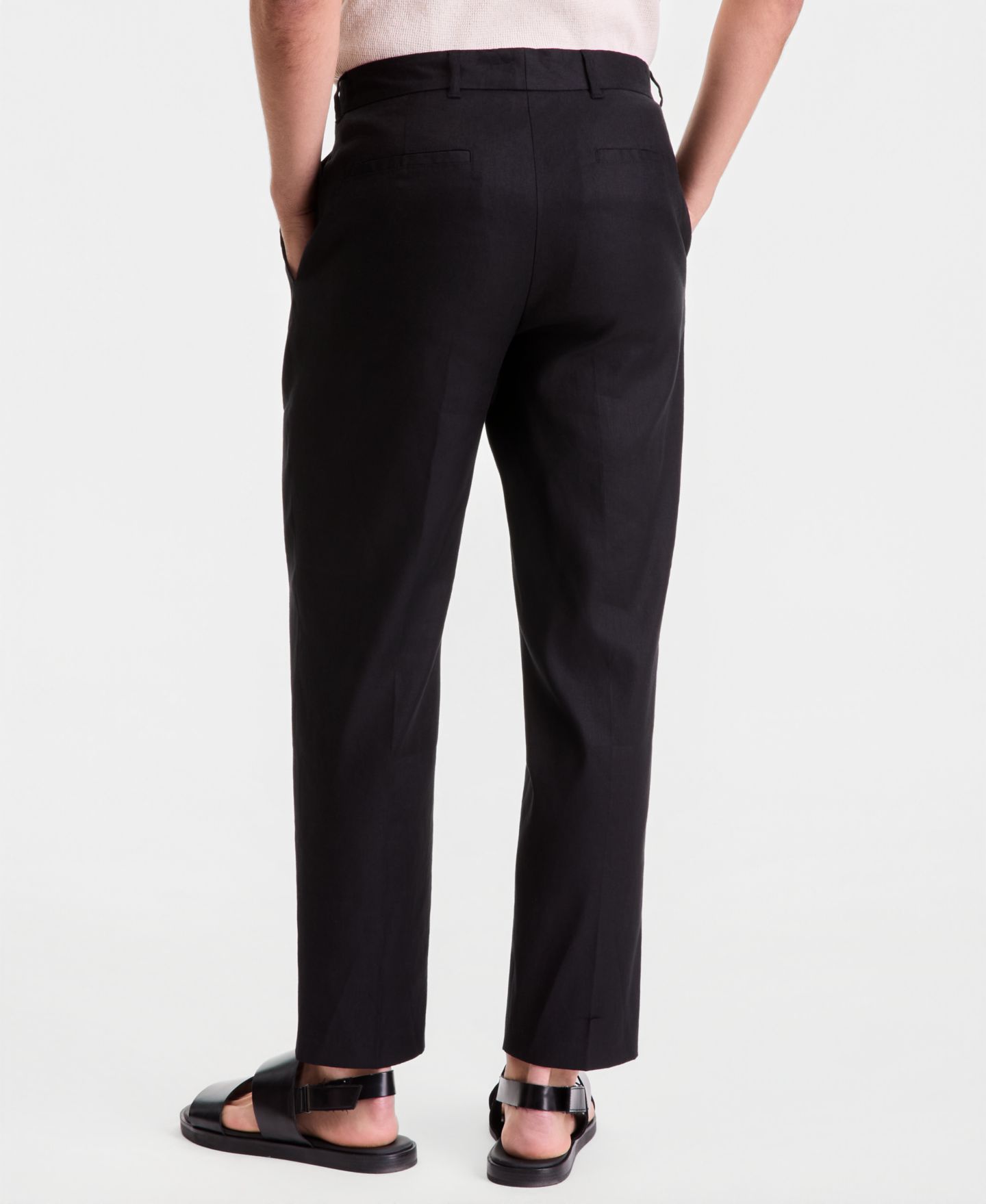 Мужские брюки Alfani Tech Linen-Blend Pants, Macy's Exclusive, цвет: Глубокий чёрный — фото 3