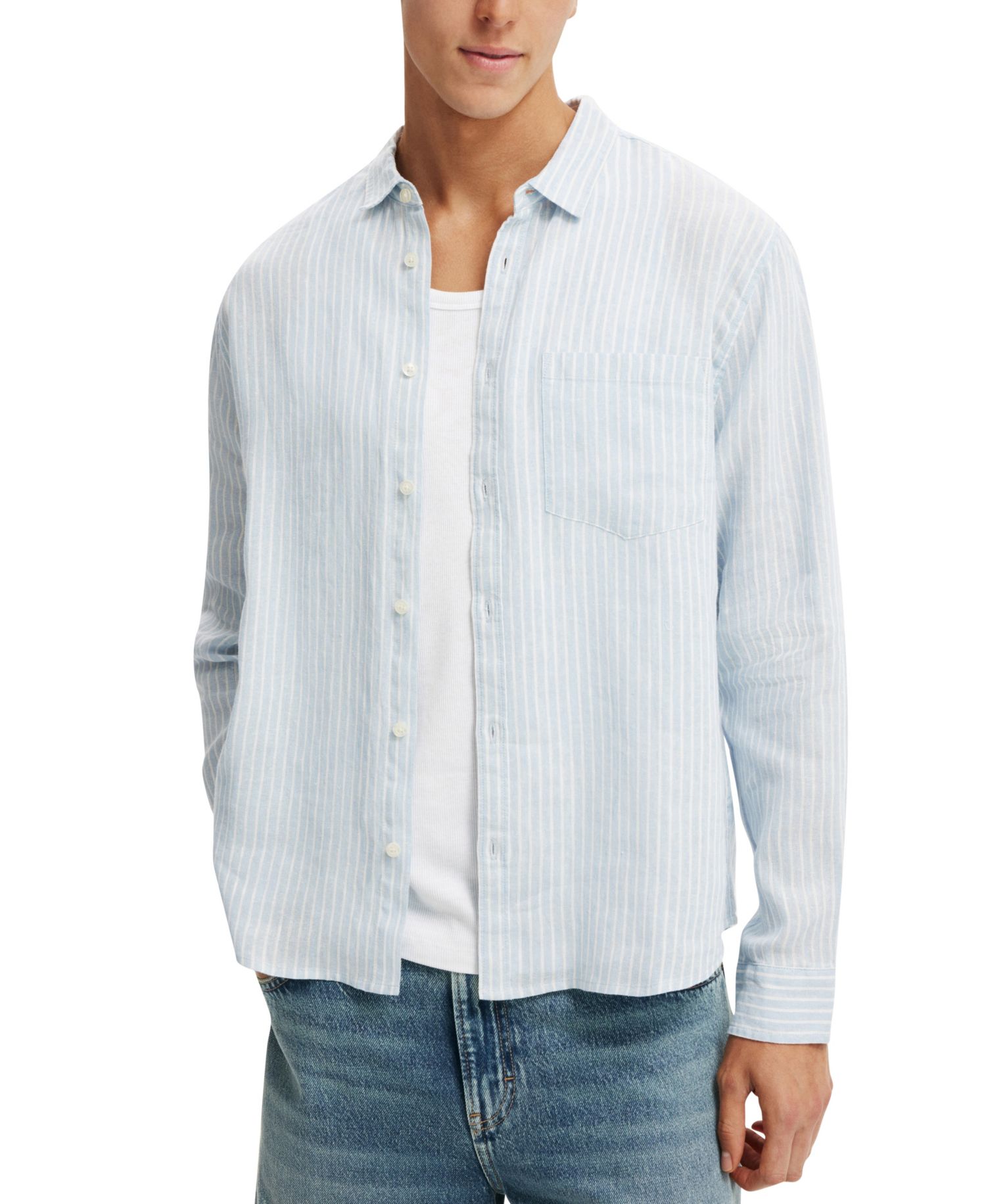 Men's Relaxed Linen Long-Sleeve Shirt